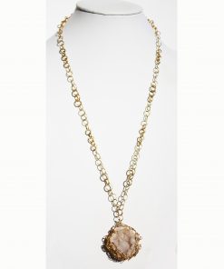 Quartz Geode with Gold Chain