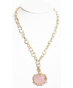 Rose Quartz Crystal wrapped in Gold Straw
